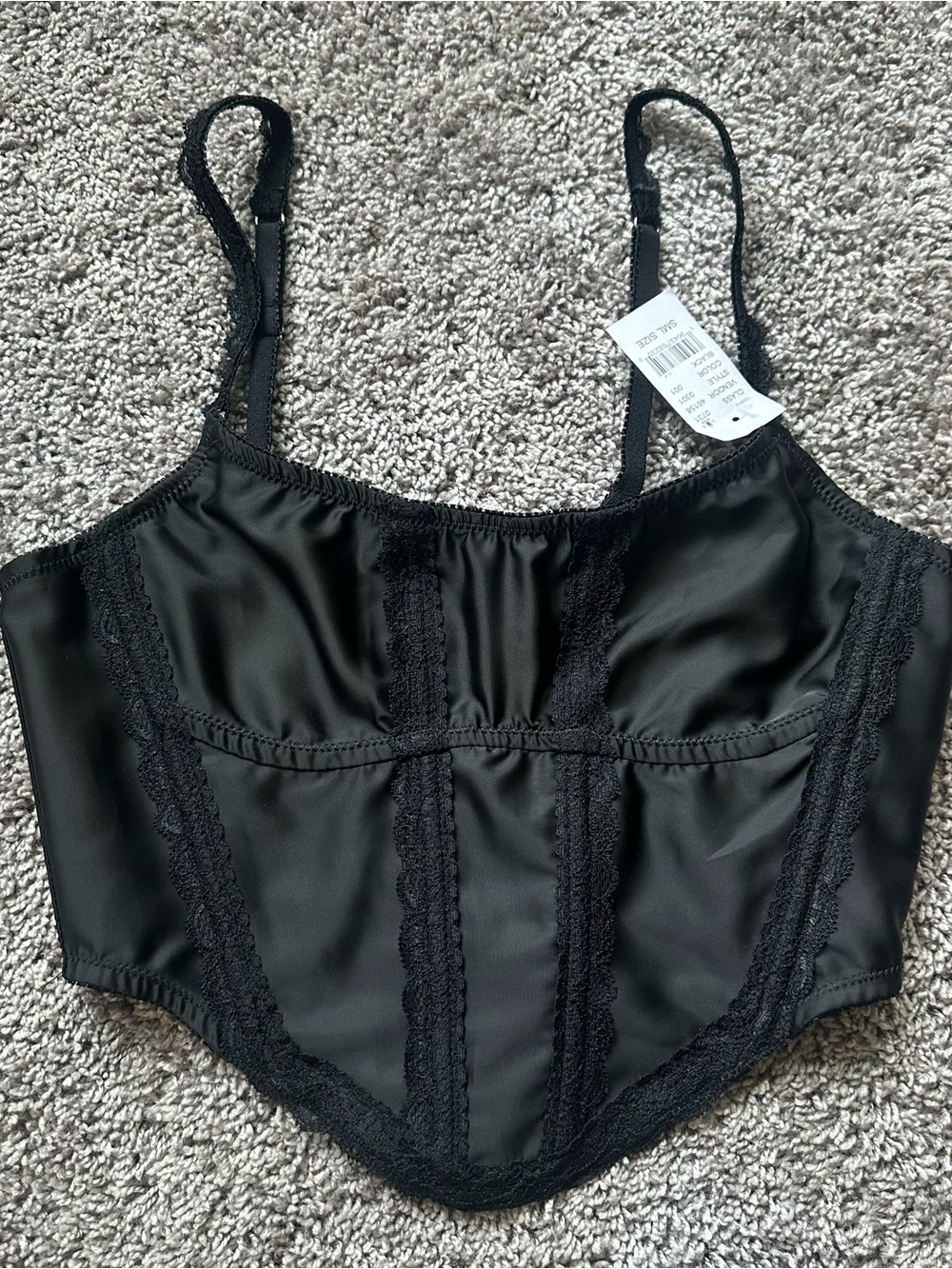 Kendall & Kylie Black Lace-Trim Bustier Crop